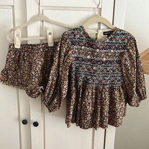 Bonjour Diary | embroidered floral smocked tunic blouse + shorts